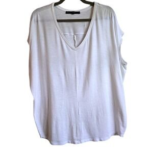 White House Black Market White Cotton Blend Slub Knit V-Neck Top Women's Sz 2X
